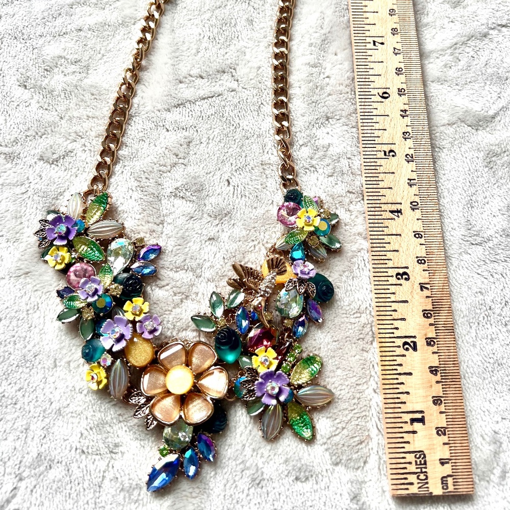 Betsey Johnson Spring Ahead Hummingbird statement necklace — circa 2011 - NWT